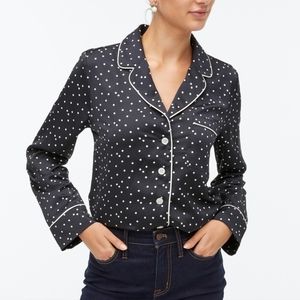 NWT J. Crew Pajama Blouse - Black Ivory